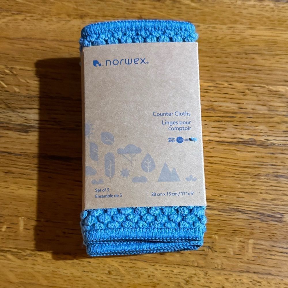 Norwex Counter Cloths Light Blue Set of 3 NWT